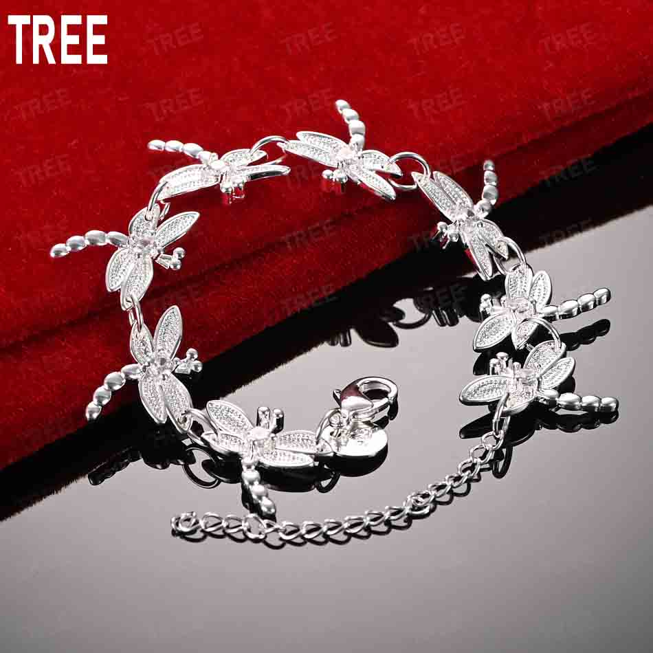 925 Sterling Silver Dragonfly Side Chain, Handheld Bracelet, Gift Jewelry 20CM