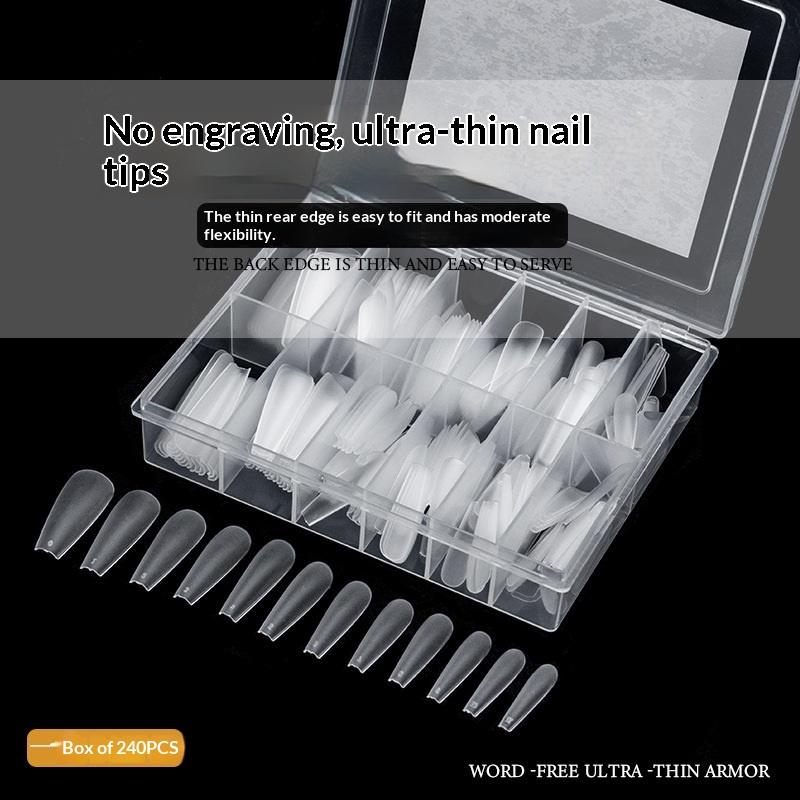 240Pcs False Nail Tips Soft Gel Fingertip Semi-Matte Capsules Almond Teardrop T-Shape Full Cover Artificial Fake Nails Extension