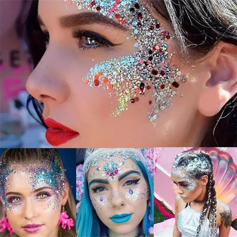 1 Bottle Mermaid Sequin Body Glitters Gel Long-Lasting Shine for Carnival Parties Festival and Stage Performance Great for Girls