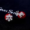 Korean Red Pearl Snowflake Reindeer Stud Earrings - Silver-Plated Christmas Jewelry Gift for Women