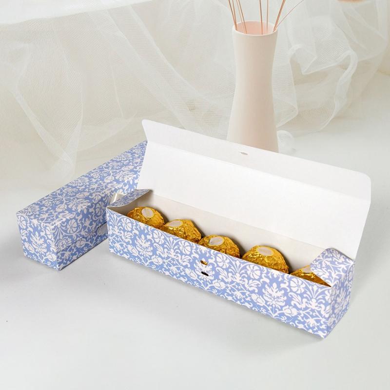 10Pcs Valentine'S Day Simple Long Butterfly Knot Chocolate Candy Paper Box Korean Style Single Grid Wedding Favor Box