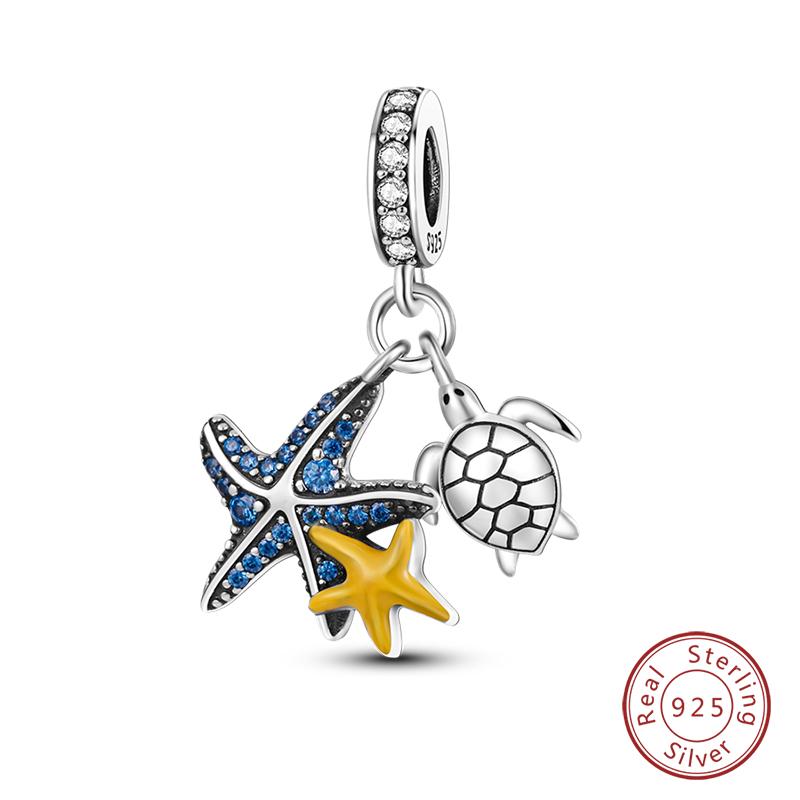 Copper Blue Ocean Ship Lighthouse Starfish Turtle Dolphin Charms Pendants Fit Qikaola Bracelets Diy Jewelry Gifts