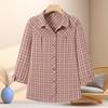 2026 Stylish Plaid Print Top for Middle-Aged & Elderly Women - Mom's Summer Fashion Shirt