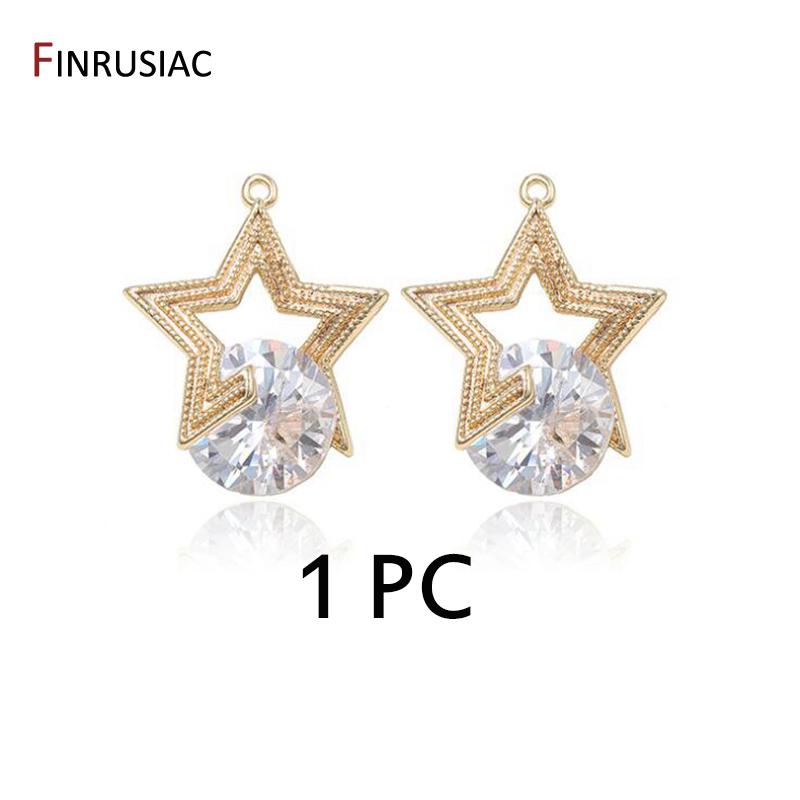 

New Design Rotating Sparkling Zircon Star Charm Pendant,14K Gold Plated DIY jewelry Earring Necklace Making Crafts Accessories