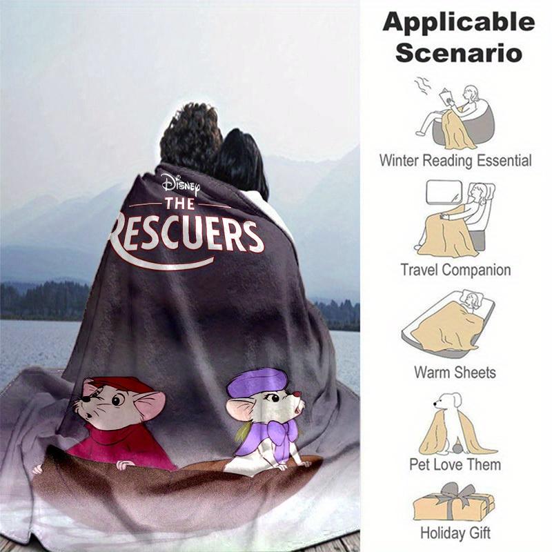 1pc, Disney The Rescuers Throw Blanket Soft & Cozy Blanket for Couch, Bed, Travel, Camping, Car