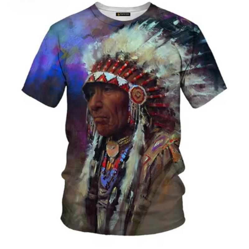 Indian 3D T-shirt Men's Casual O-neck Short Sleeve Indian Culture Printed Casual Summer Casa T-shirt