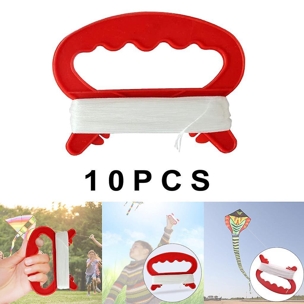 10Pack D Shape Kite Spool Handle with Line 30meters Kite String Winder Tool