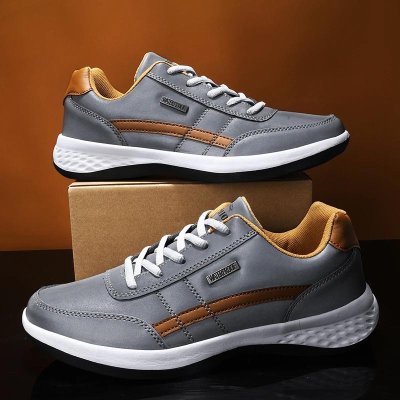 

Spring and Autumn Soft Soled Running Men s PUD Leather Casual Sports Shoes Men s Trendy Shoes Outdoor Business Shoes Walking 38