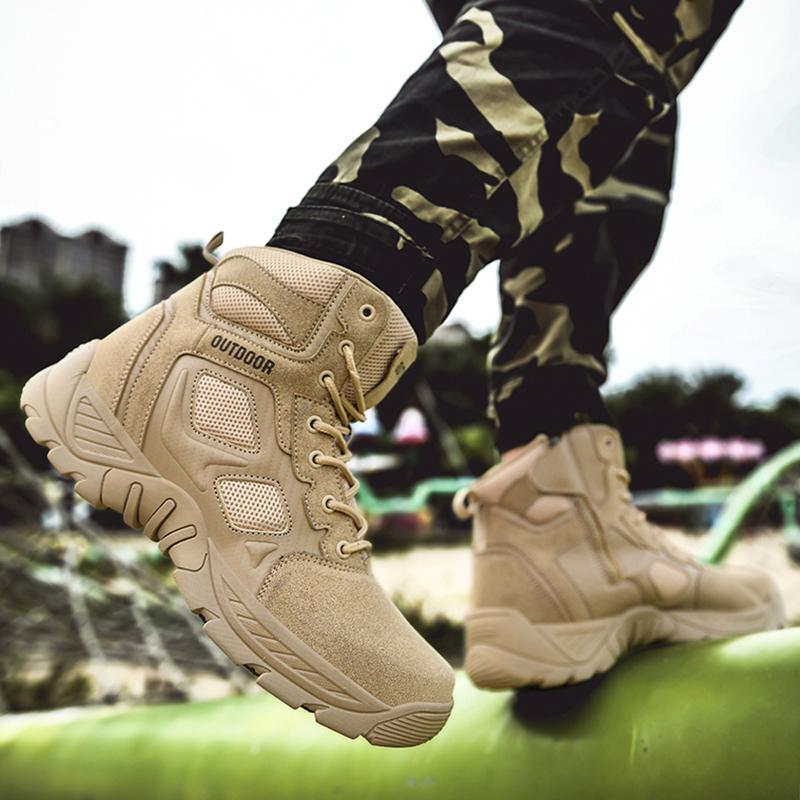 Fashion Men Hiking Shoes Mountain Desert Climbing Shoes Lace Up Classic Sneaker Outdoor Non Slip High Top Shoe Breathable Trekking Boots