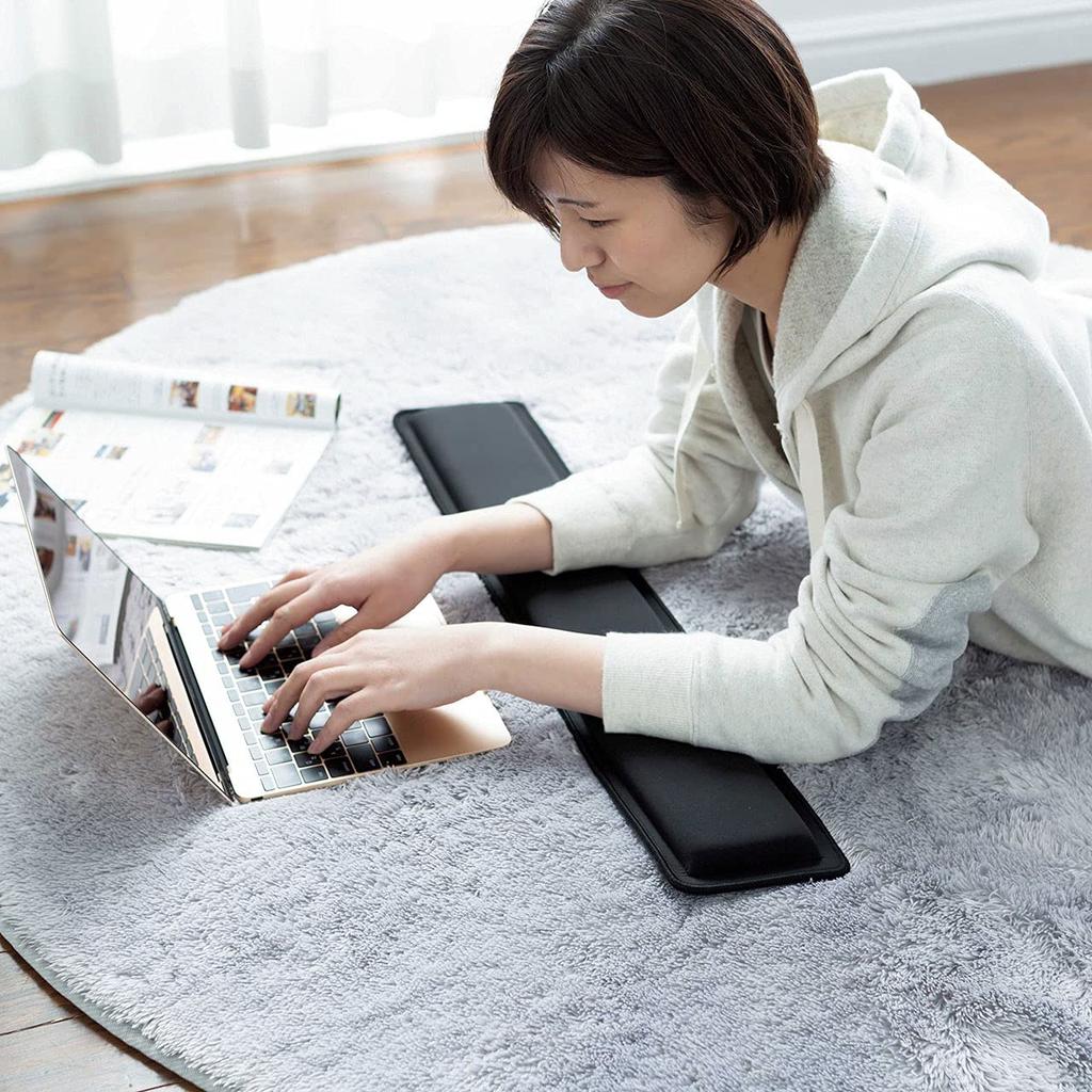 SANWA SUPPLY Memory Foam Wrist Extra Large XL X Fatigue Rest, (W710 D125mm), Relief, Black, TOK-MU4BK