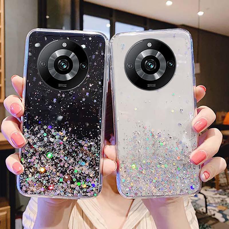 

Мягкий чехол с блестящей звездой для Realme 11 Pro Plus Pro + 5G Realme10, прозрачный силиконовый чехол с градиентом, прозрачная задняя крышка для Realme C53 C55