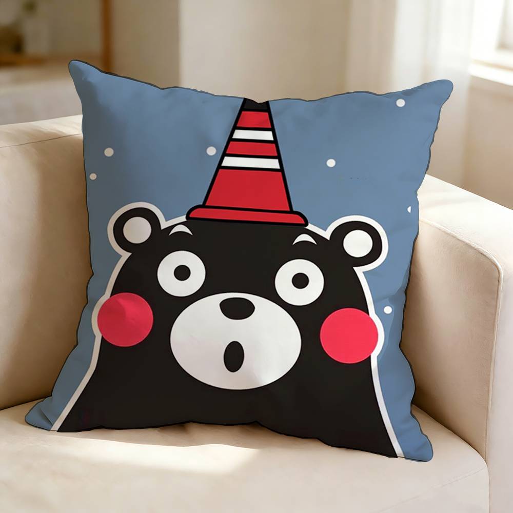 Cute Cartoon Mascot K-Kumamon-n  Pillow Case Square Double-Sided Sofa Cushion Cover Bedroom Bedside Pillow