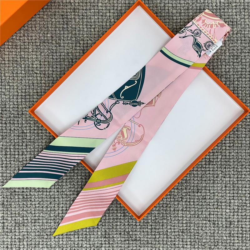 POBING Fashion Print 18m/m Twill Silk Scarves Women Luxury Brand Scarf Bag Ribbons Tie Head Scarf Small Long Skinny Scarf 86*5CM