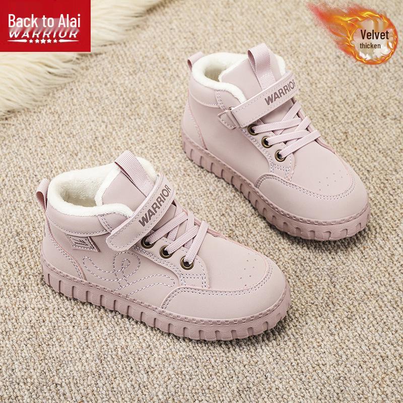 Warrior Kids  Winter Fleece-Lined High-Top Sneakers, 2025 Style - Girls  and Boys  Non-Slip Warm Cotton Shoes 38