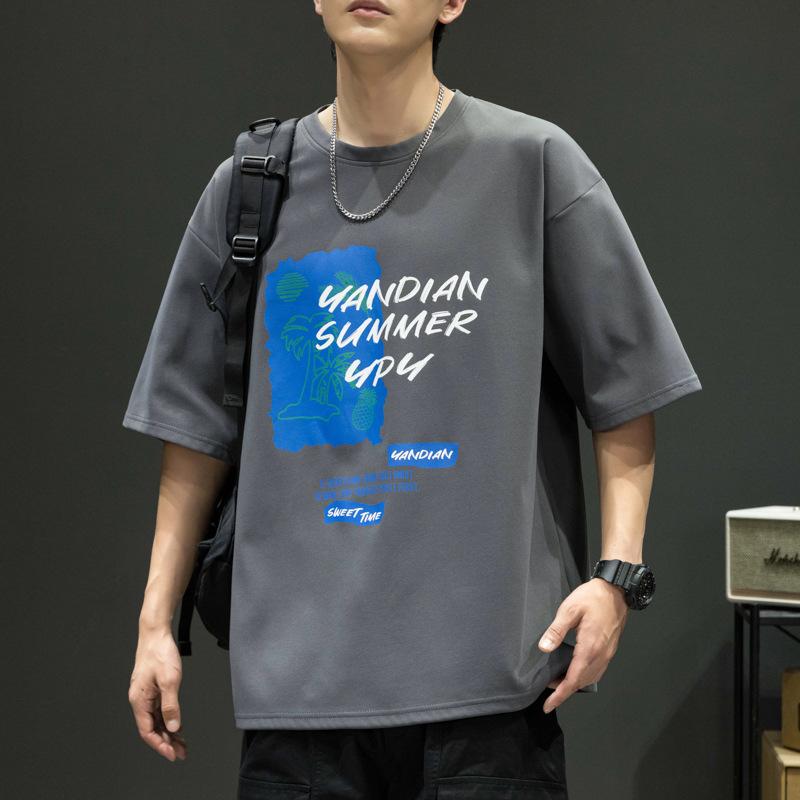 Dm Short Sleeved Men's T-shirt Oversized Printed Round Neck T-shirt Men's Loose and Casual Versatile Clothing