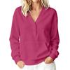 Women's Casual V Neck Pullover Sweatshirt Long Sleeve Buttoned Top with Front Pocket Lightweight Comfortable Fit