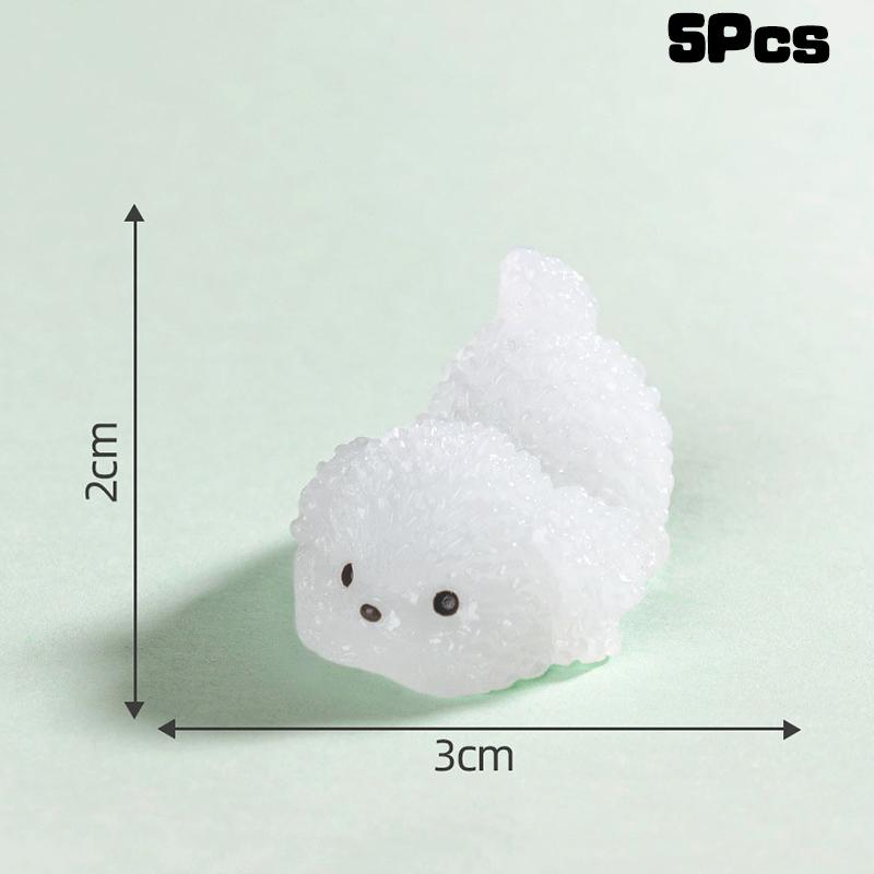 5er-Packung Kawaii Cartoon Leuchtende Mini-Hundefiguren aus Kunstharz, Miniaturstatuen, Kreative Mode, DIY-Heimdekorationsaccessoires, Geschenke