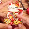 Festive Beckoning Cat Rotating Magnet for New Year - Wealth & Luck Decorative Sticker
