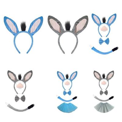 Halloween Donkey Cosplay Accessories Donkey War Headband Donkey Tail Bowtie Skirt for Children Halloween Role Play