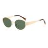 High-End Retro Cat-Eye Metal Oval Frame Sunglasses for Women - European and American Street Style