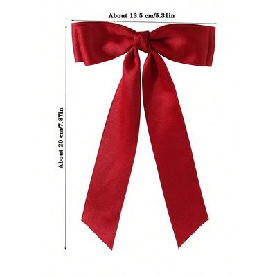 1PC Vintage Large Satin Bow Hair Clip Trend Long Ribbon Hairpins Barrettes Headband For Women Girl Hair Accessories