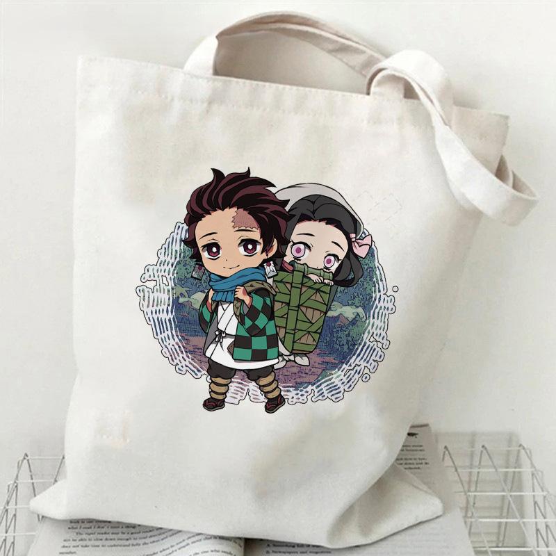Japan cartoon comics Demon Slayer printed canvas bag Tote Bag Shopping Bag