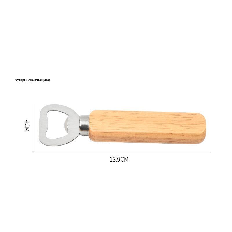 Cross-Border Wooden Handle Stainless Steel Multi-Functional Beer Bottle Opener