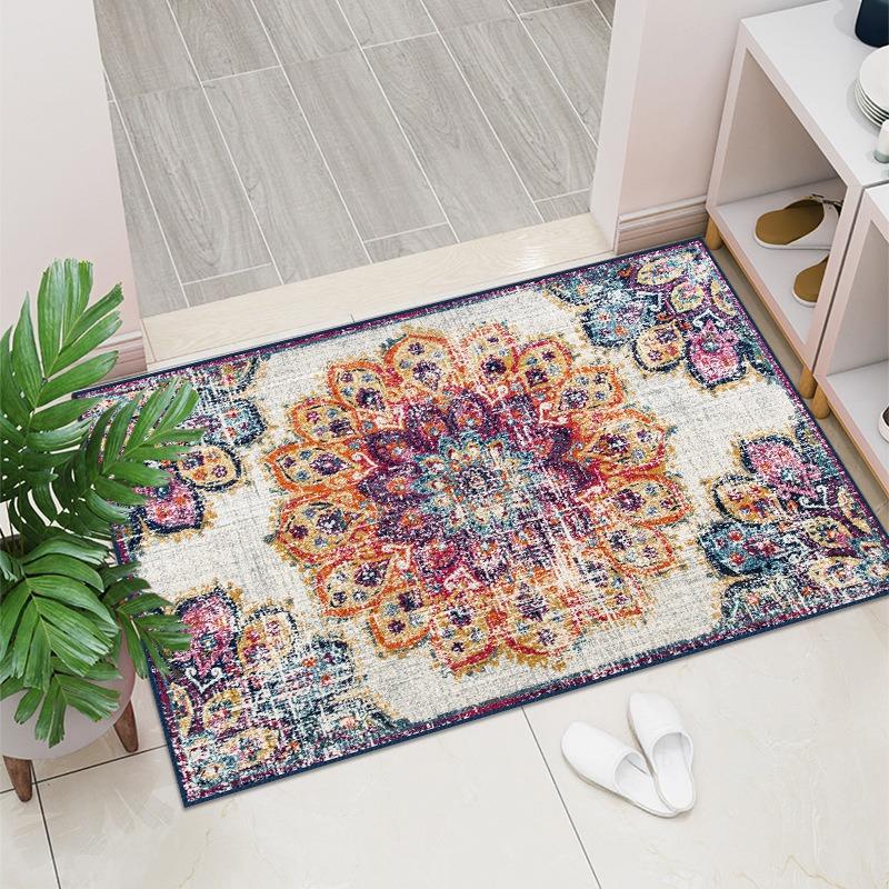 Bohemian Nordic Carpet Crystal Velvet Retro Entrance Doors Entrance Mat Non Slip Mat Rectangular Bedside Non Slip Mat