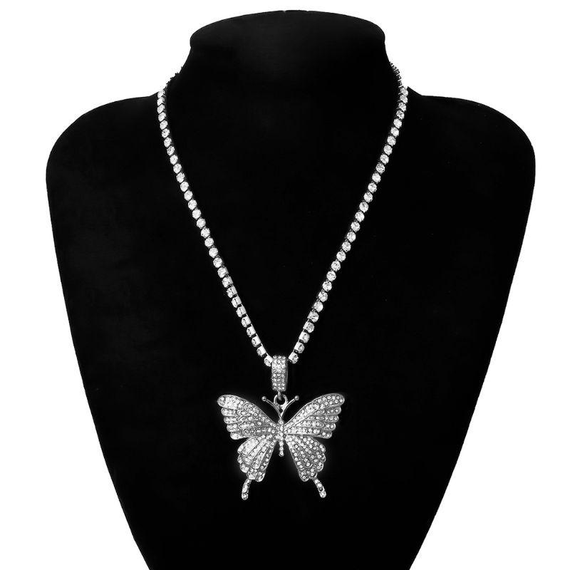 Fashion 3D for Butterfly Pendant Necklace Sparking Crystal Pave for Butterfly Necklace Cubic Zircon Necklace Jewelry Dec