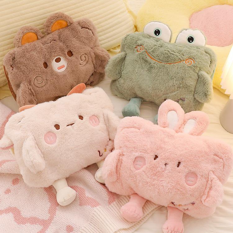 Bolsa de Água Quente de Pelúcia Fofa à Prova de Explosão para Meninas - Aquecedor de Mãos e Conforto Abdominal