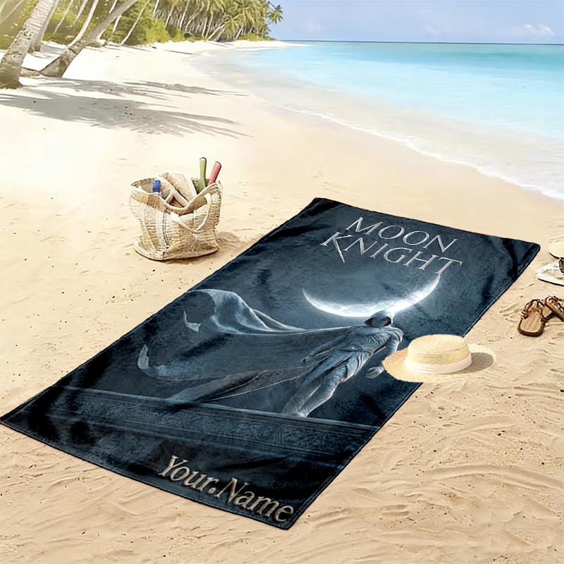 Name Custom Moonknight Print Beach Towel, Large Soft Quick Dry Towel for Beach Camping Swimming