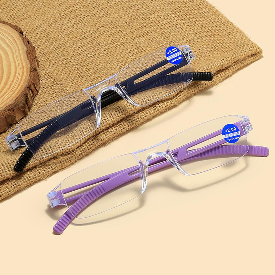 New Fashionable Anti Blue Light Reading Glasses for Men Casual Frameless Corrective eyewear for Women Classic Long-Distance Prescription eyeglass