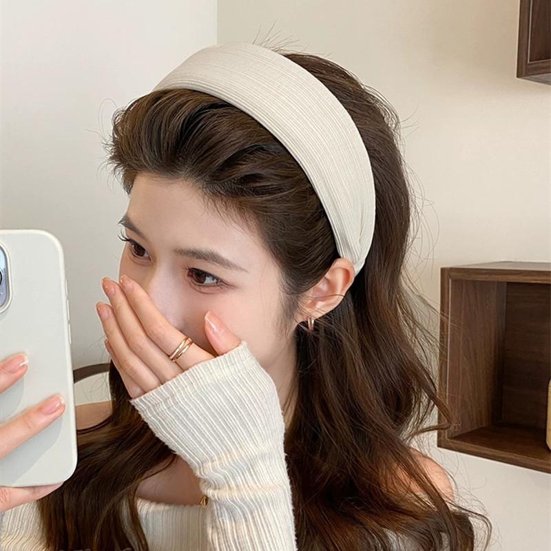 Autumn and Winter Coffee-colored Wide-brimmed Hair Hoops for Women, New High-ceiling Headbands, High-end, Foreign-style, Fashionable Hairpin Headwear