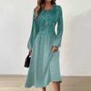 Women's Autumn And Winter Casual Fashion Round Neck Long Sleeve Print Long Dress