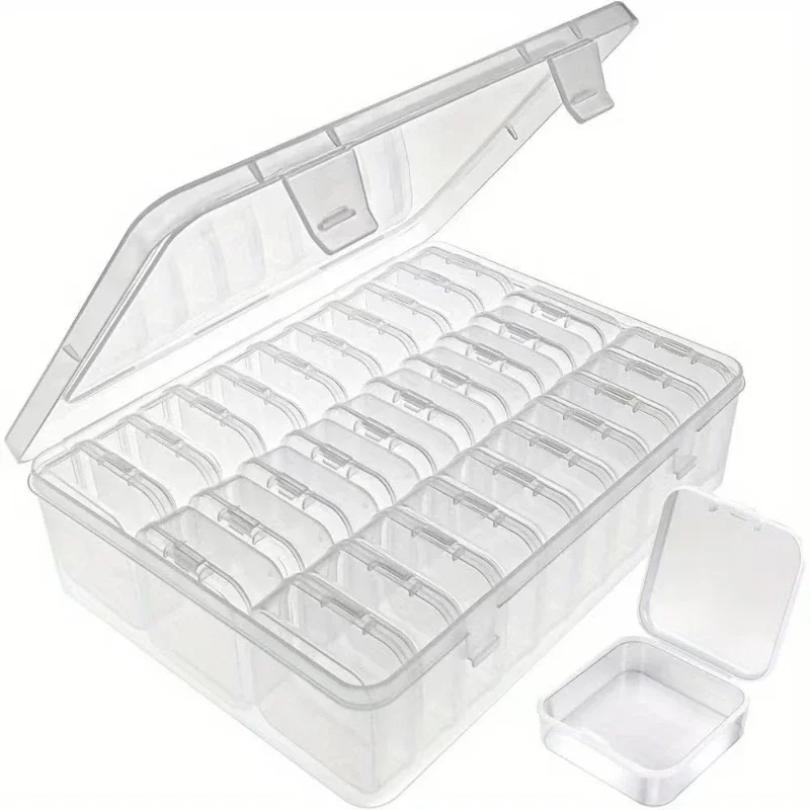 Durable Plastic Storage Box, 14/30/44 Compartments and Small Container - Transparent Jewelry and Small Item Organizer