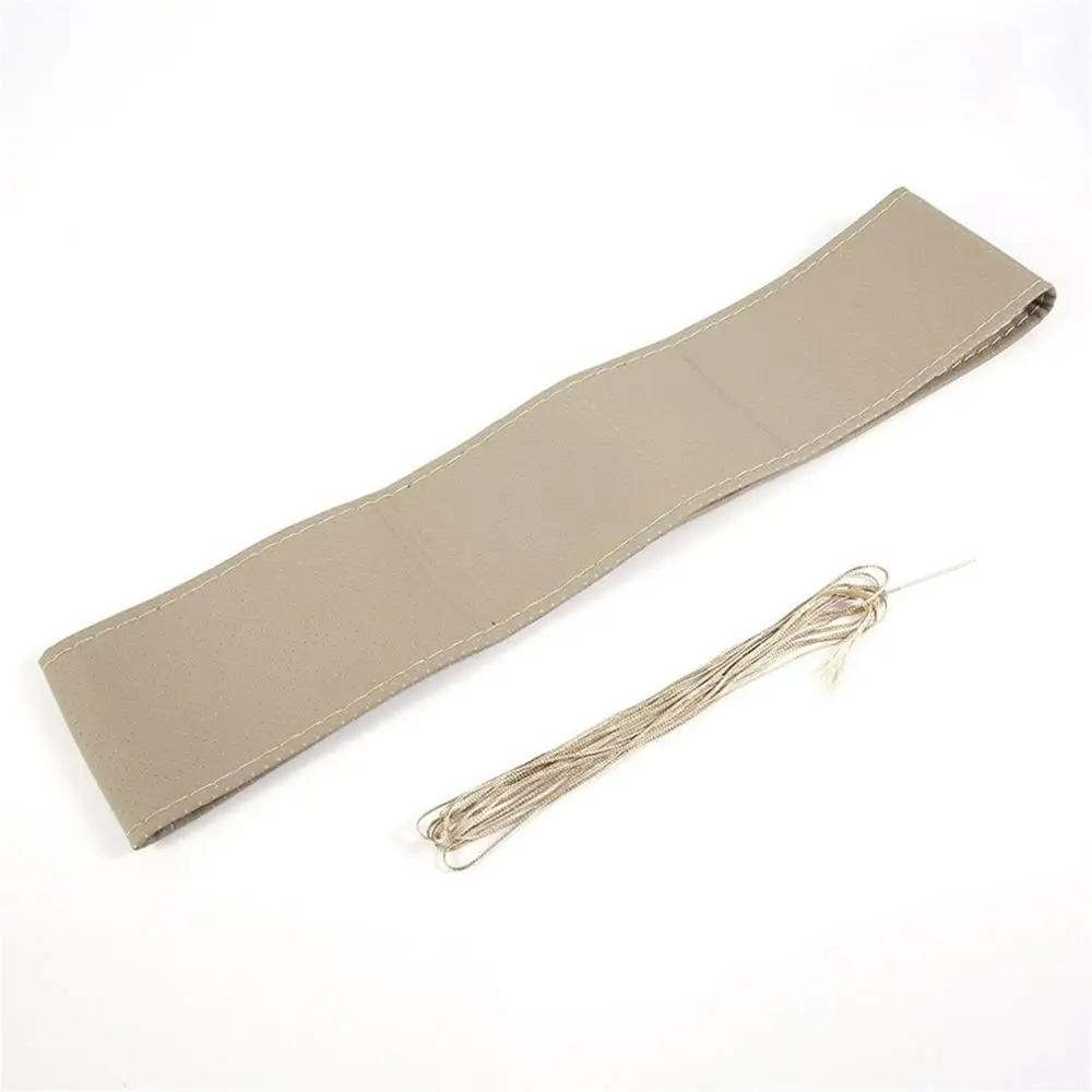 DIY PU Leather Steering Wheel Cover - Non-Slip Hand Stitched w/Needle & Thread, Universal Fit for Auto/Car/Truck (4 Colors)