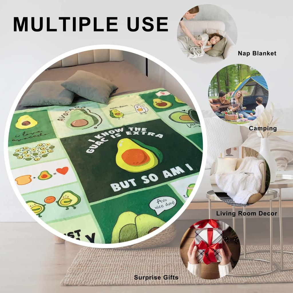 Cartoon Avocado Blanket Flannel Multi-Functional Towel Quilt Four Seasons Air Conditioner Blanket Lunch Break Shawl Fleece Blanket