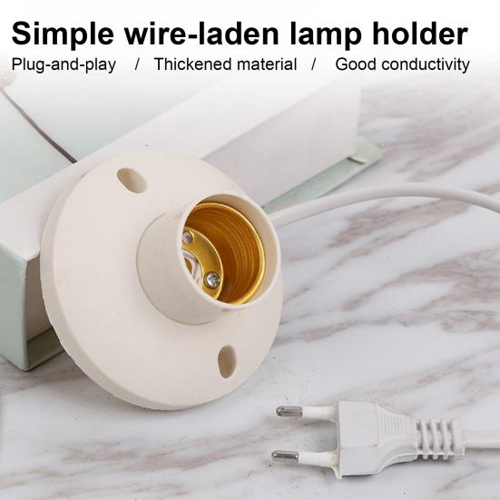 E27 Lampenfassung mit EU-Steckern & Kabel Schwer entflammbare Lampenfassung für Heimbeleuchtung Schraubbirnenfassung Sockel DIY Leuchtenersatzteil