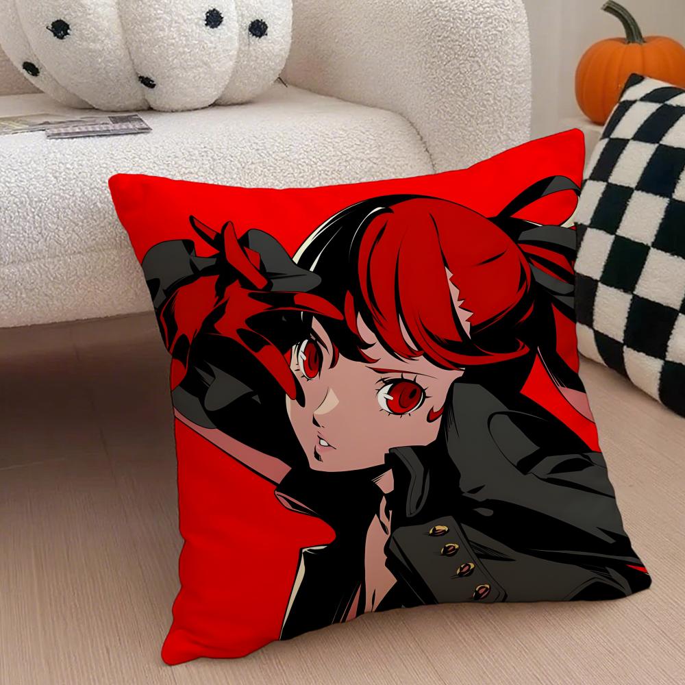 Klassische Anime Persona 5 Kissenbezug Sofakissenbezug Versteckter Knopf Strapazierfähiges Polyester Stuhlkissen