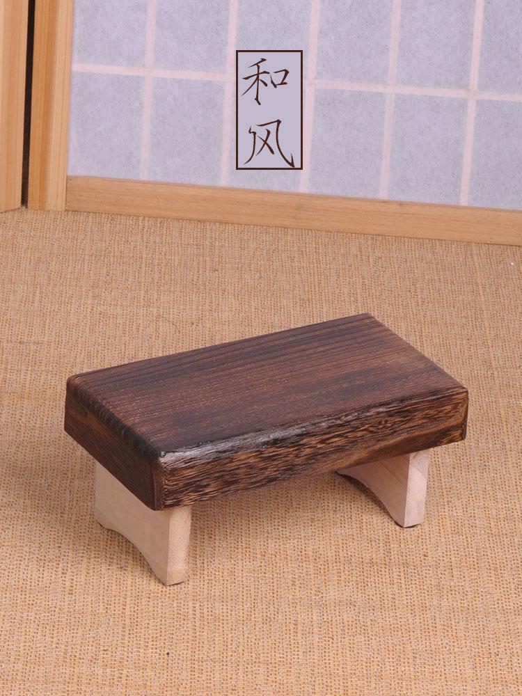 Mini Antique Foldable Wooden Low Stool Rectangle Kids Stool Portable Japanese Style Asian Traditional Furniture Tatami Mat