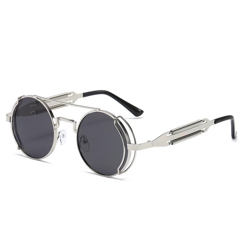 Punk Steampunk Sunglasses Retro Men's Brand Designer Round Punk Eyewear Gothic Style Products Women UV400 Sunglasses