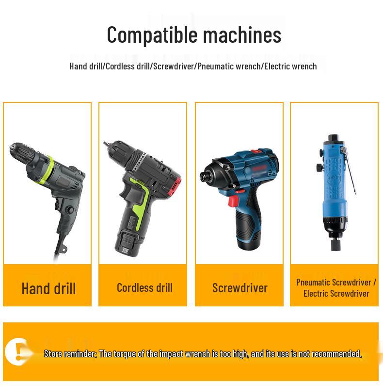 Deep Hex Long Electric Wrench and Screwdriver Bit Set, 8mm