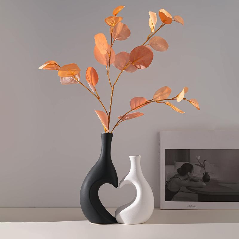 אגרטל פרחים לא סדיר רטרו יצירתי חיקוי קרמיקה פלסטיק אגרטל פרחים קישוט למשרד בסלון