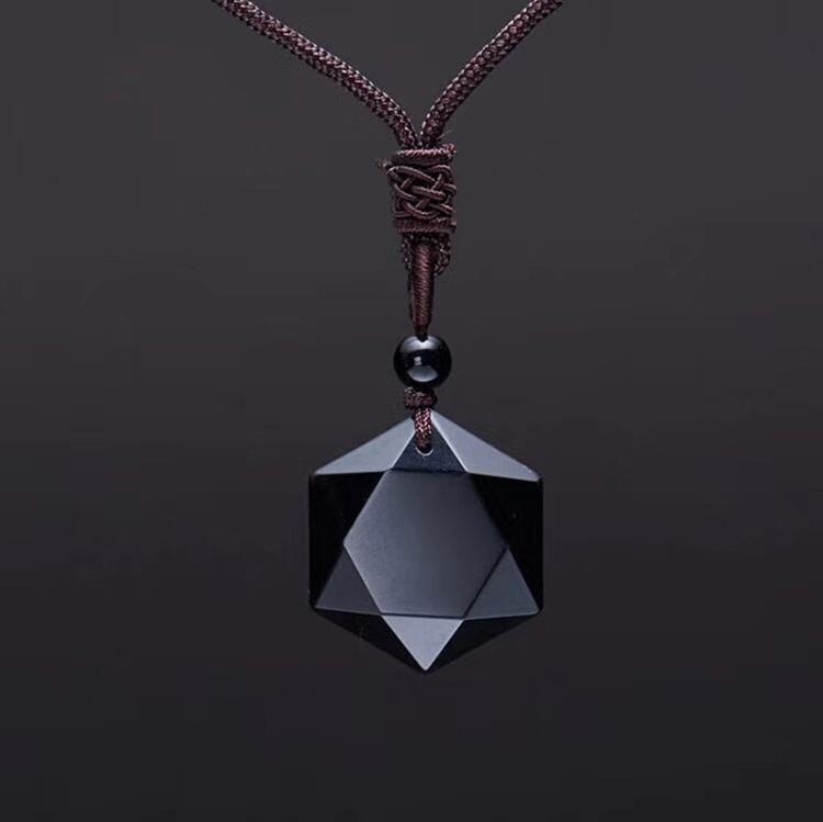 ZRM Fashion Black Obsidian Pendant Necklace Obsidian Star Pendant Lucky Love Crystal Jewelry With Free Rope Drop Shipping