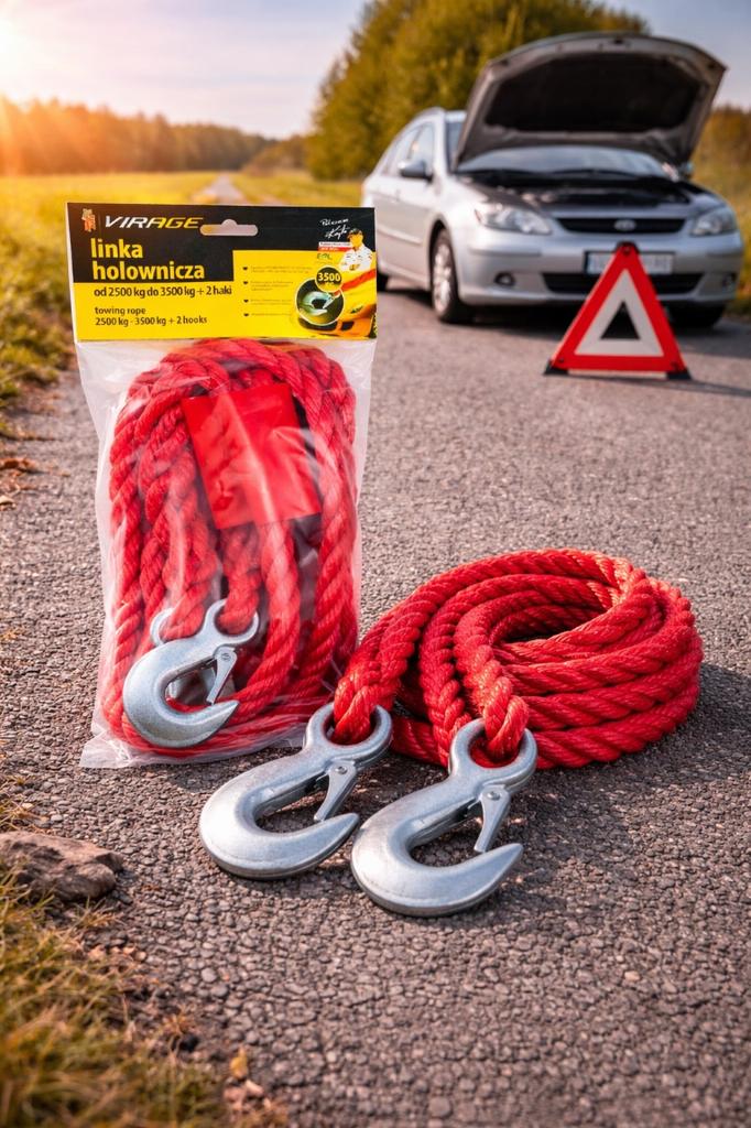 Κόκκινη ρυμούλκα αυτοκινήτου 3500 kg 4μ πλεγμένη με γάντζο 1 τεμ.