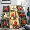 1Pc Cardinal Birds Print Flannel Blanket, High Quality Comfortable for All Seasons, Home Decor, Warmth and Comfort, Perfect for Christmas Gifts