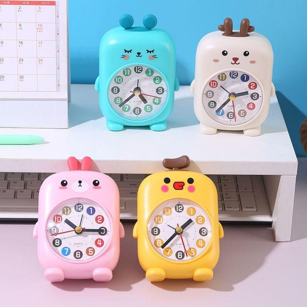 Cartoon Desktop Mute Clock Funny Small Desk Clock Multi-function Student Alarm Clock Children's
