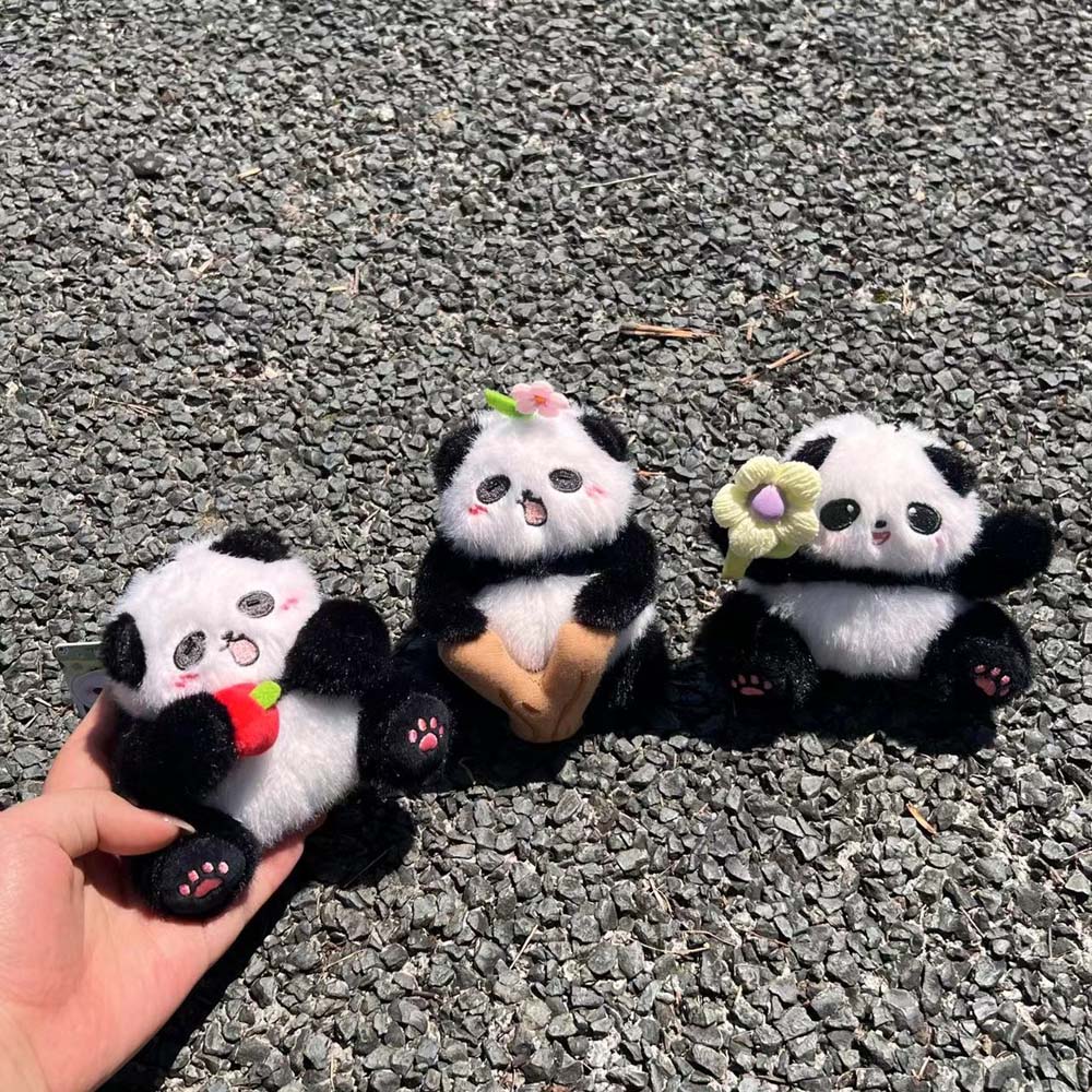 Cartoon Kawaii Animal Pendant Soft Stuffed Huahua Panda Keyring Plush Panda Keychain  Lady Girls