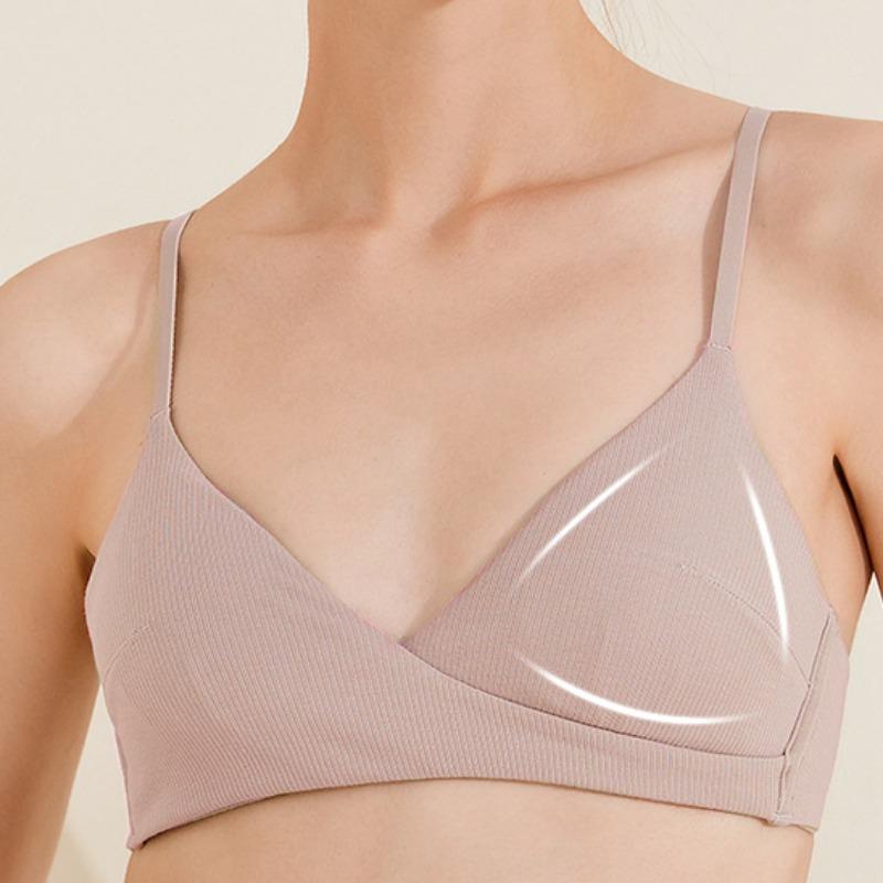 French Underwear Damen Cross Triangle Cup Baumwoll-BH ohne Stahlring Mädchen-BH