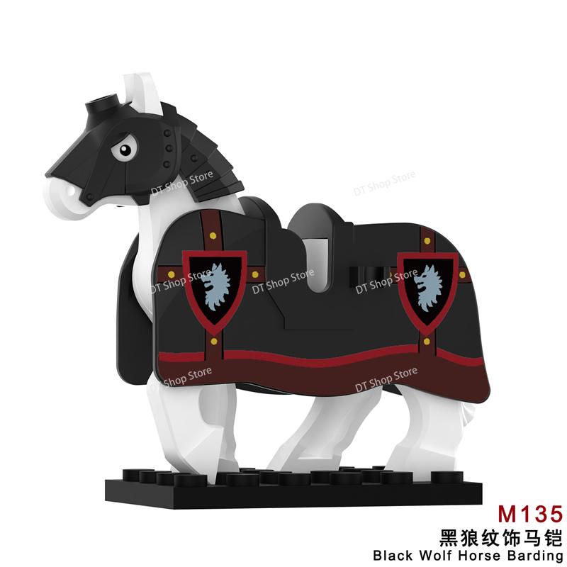 Средневековье Военная Лошадь Животные Фигурки Аксессуары Рыцари Строительные Блоки Дети Для Игрушек Рождественские Подарки M135 M136 M137 M138 M139